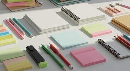 Organized stationery set with colorful supplies
