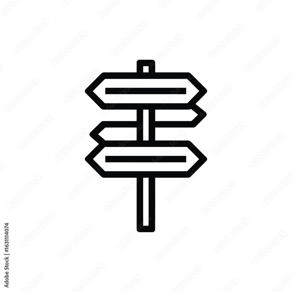 Poster signpost silhouette with multiple arrows on pole pointing different direction