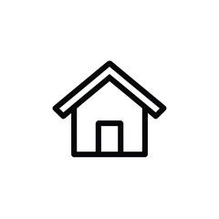 Simple Home Icon Design, Black Outline Drawing with Background