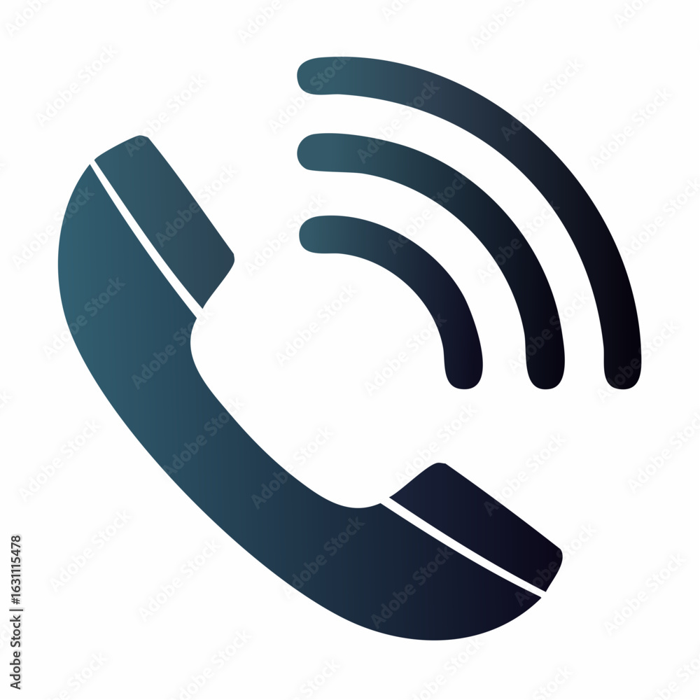 Poster incoming call notification; a stylized telephone handset icon with radiating signal waves.