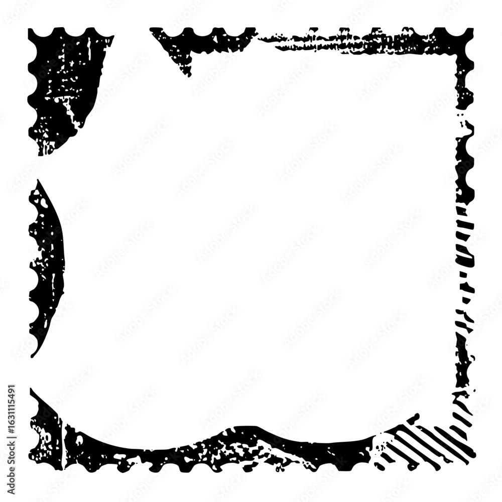 Aufkleber Vector Distressed rectangular frame with jagged edges creates a rustic border.