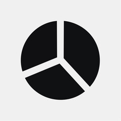 A black circle divided into three equal parts, creating a pie chart or segment illustration on a white background.