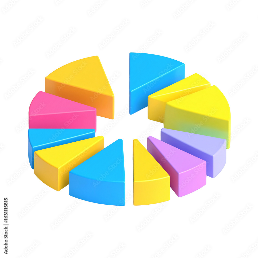 Poster colorful geometric shapes create an abstract pie chart perfect for visual representation.