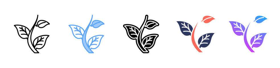 Fototapeta premium Leaves icon sheet multiple style collection