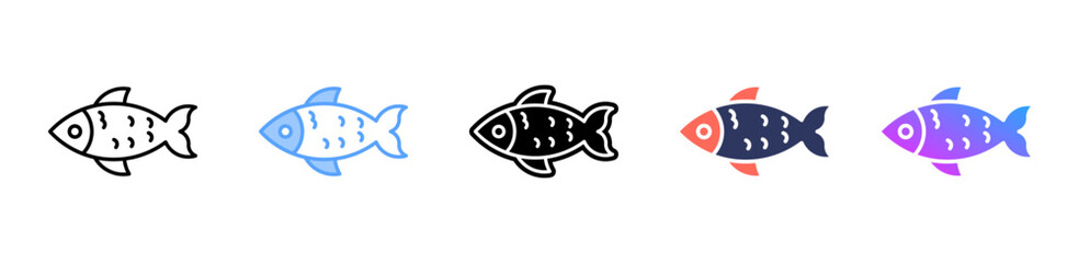 Fish icon sheet multiple style collection
