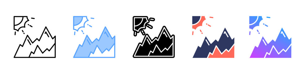 Mountain icon sheet multiple style collection