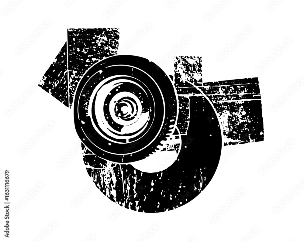 Aufkleber vector abstract turbine with distressed texture
