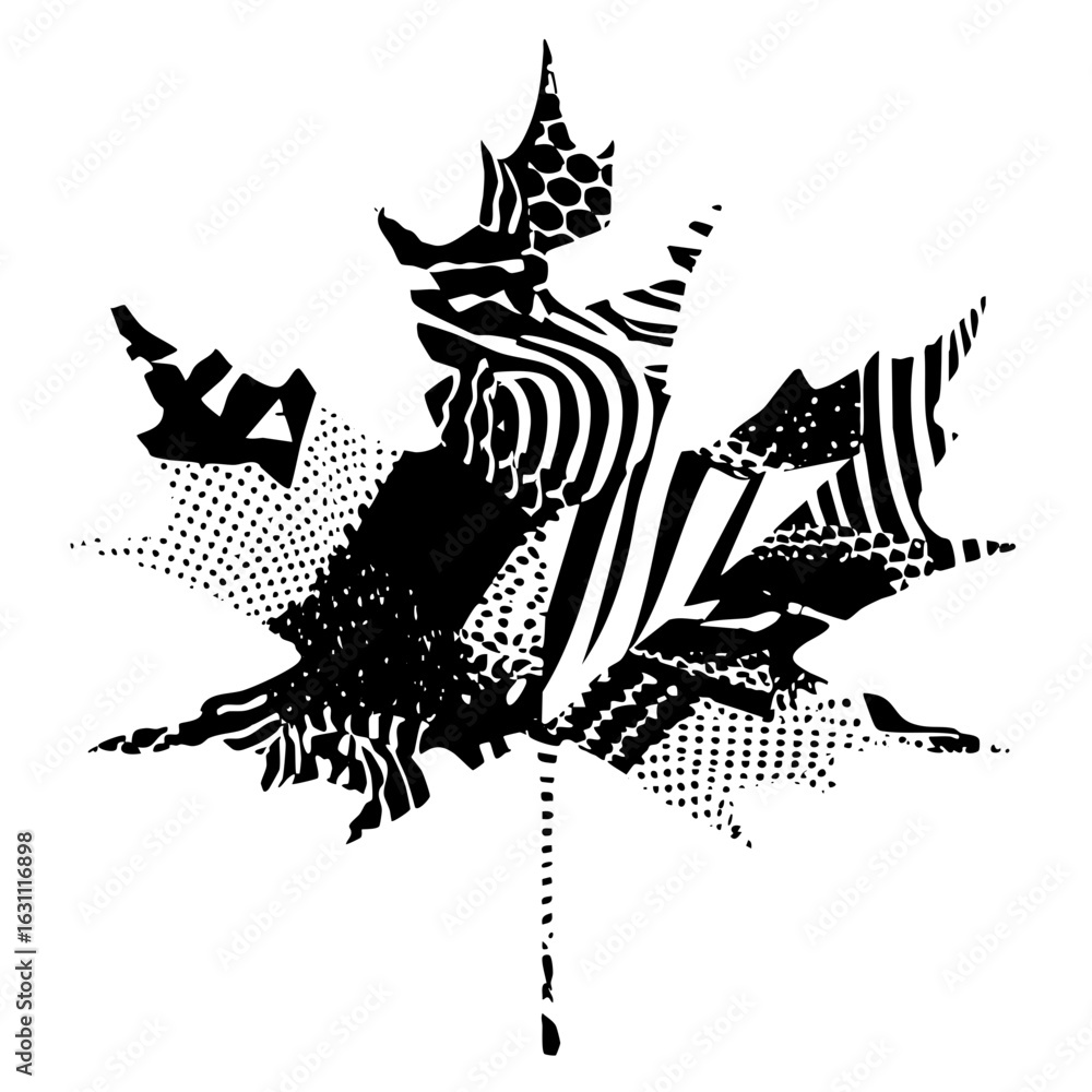 Poster vector abstract maple leaf with varied textures.