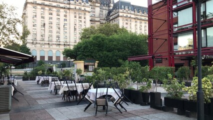Empty outdoor restaurant in buenos aires shows impact of pandemic