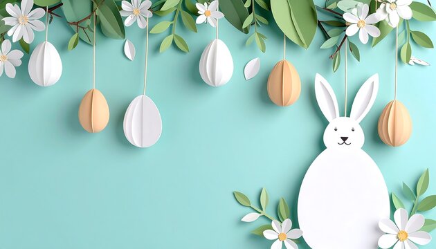 Pastel Easter eggs and bunny