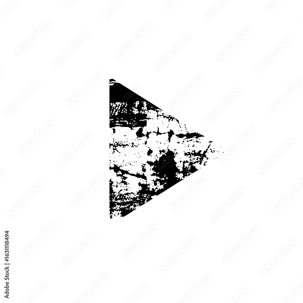 Poster vector distressed play button with textured surface.