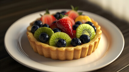 cake with berries and mint