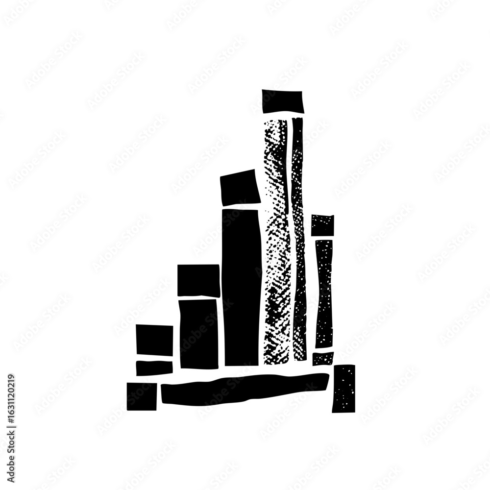 Poster vector abstract geometric cityscape with stacked rectangular forms.