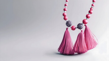 red beads on a white background