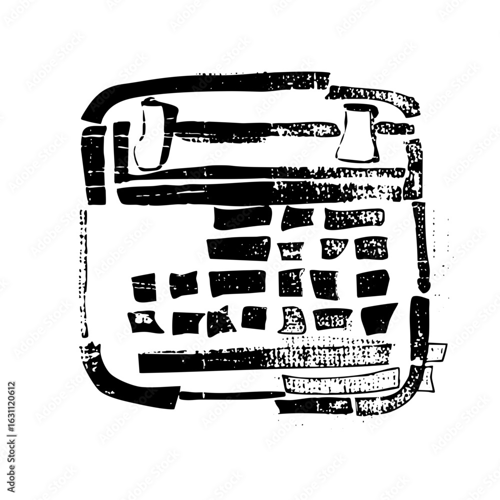 Poster vector abstract retro calculator with textured shapes.