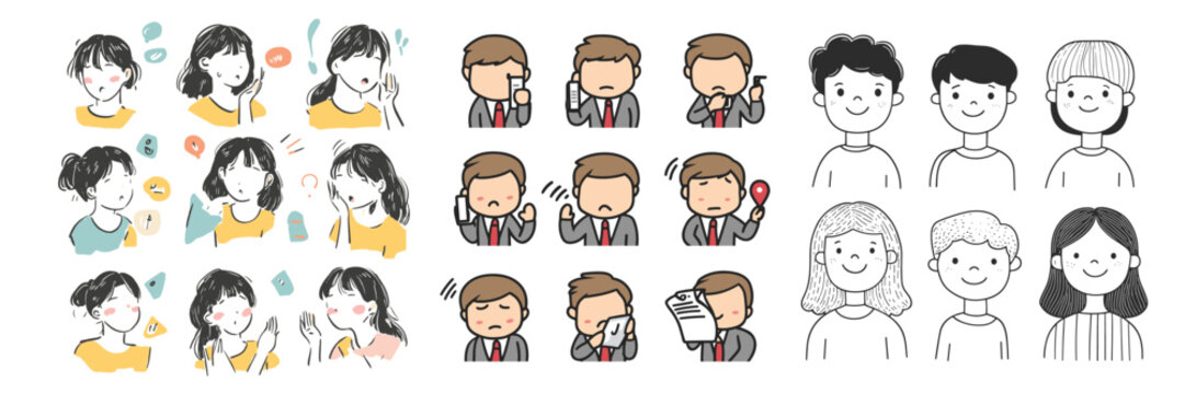 set of cute children avatars in cartoon style for profile or educational use