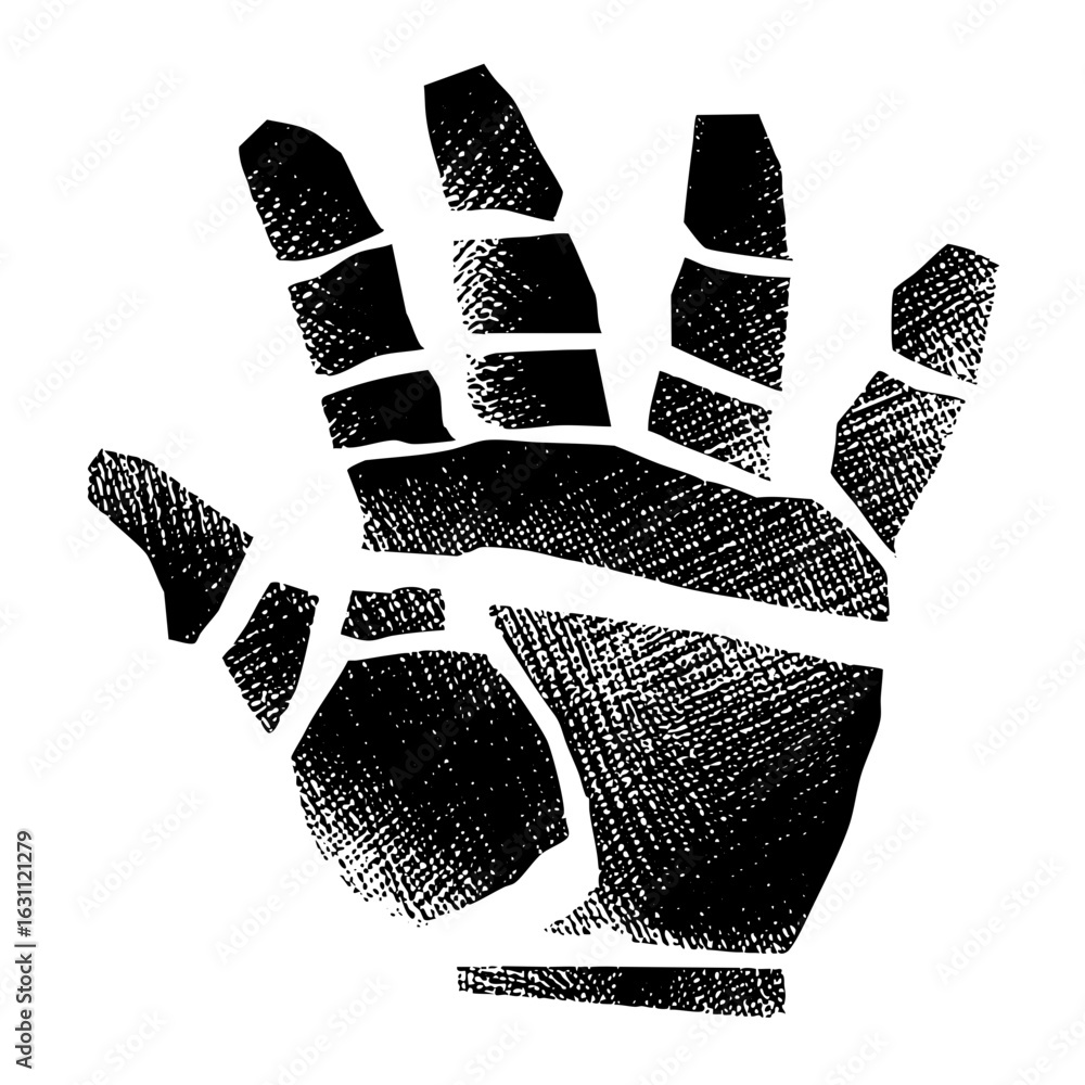 Poster vector black handprint with textured fill