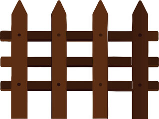 Obraz premium Simple brown wooden picket fence isolated on white background