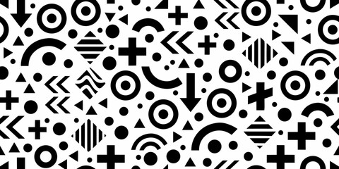 Abstract geometric pattern with black shapes on a white background