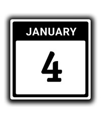 black calendar icon January month date 4