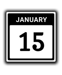 black calendar icon January month date 15