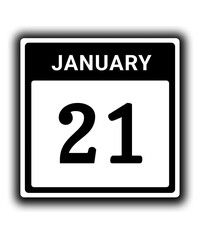 black calendar icon January month date 21