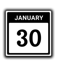 black calendar icon January month date 30