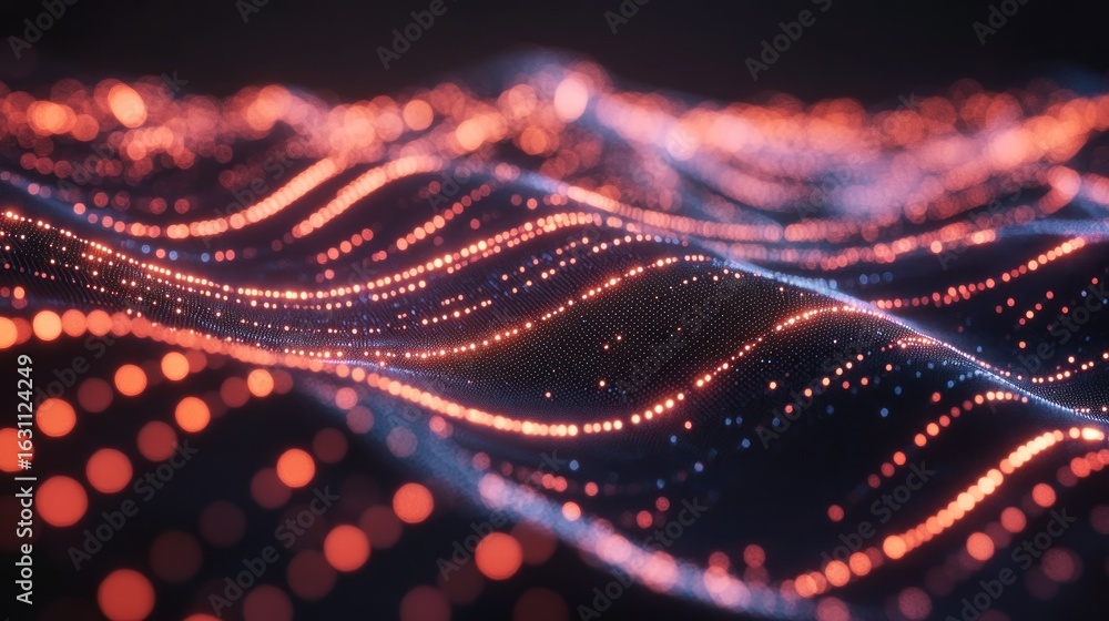 Aufkleber abstract digital illustration of glowing particles forming wavy patterns.