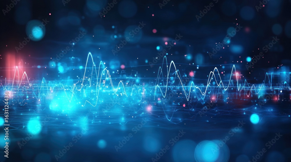Poster abstract digital graphic of data waves.