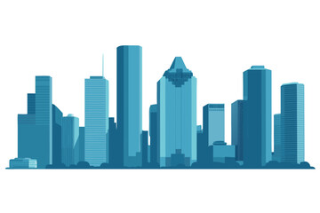 Fototapeta premium Vector illustration of Houston city skyline with modern skyscrapers in blue tones on white background