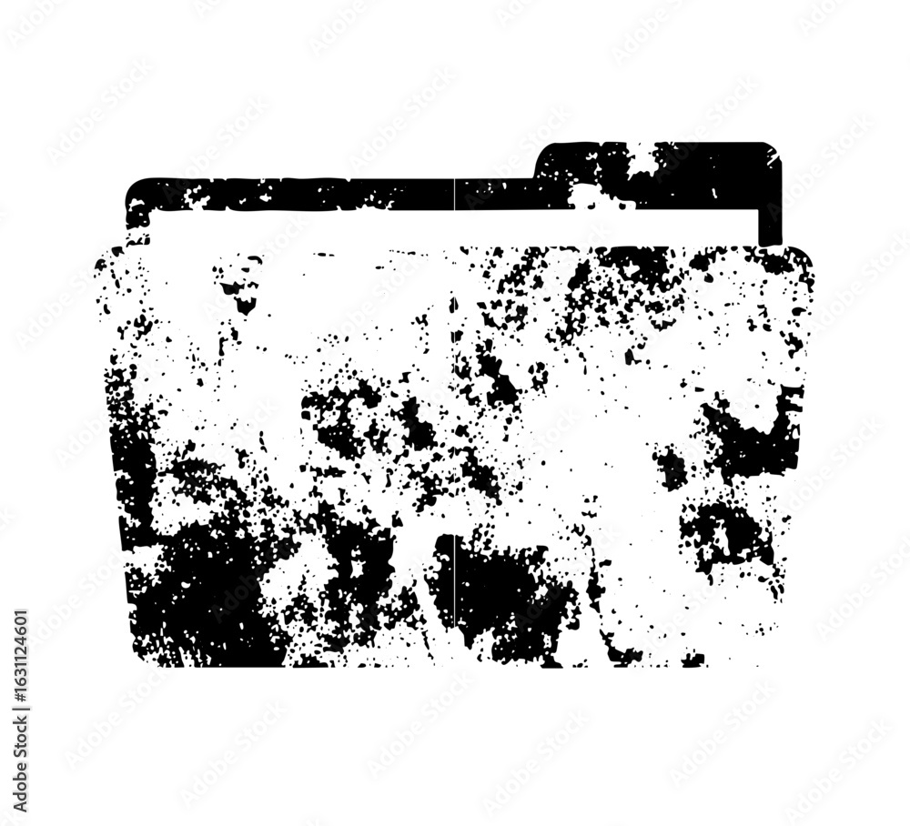 Poster vector distressed folder represents data organization and storage.