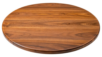 Round Wooden Tabletop with Rich Brown Grain on Transparent Background