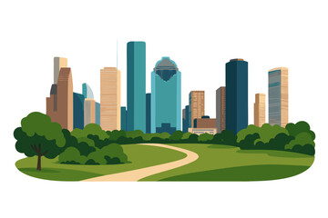 Obraz premium Vector illustration of Houston skyline with park landscape