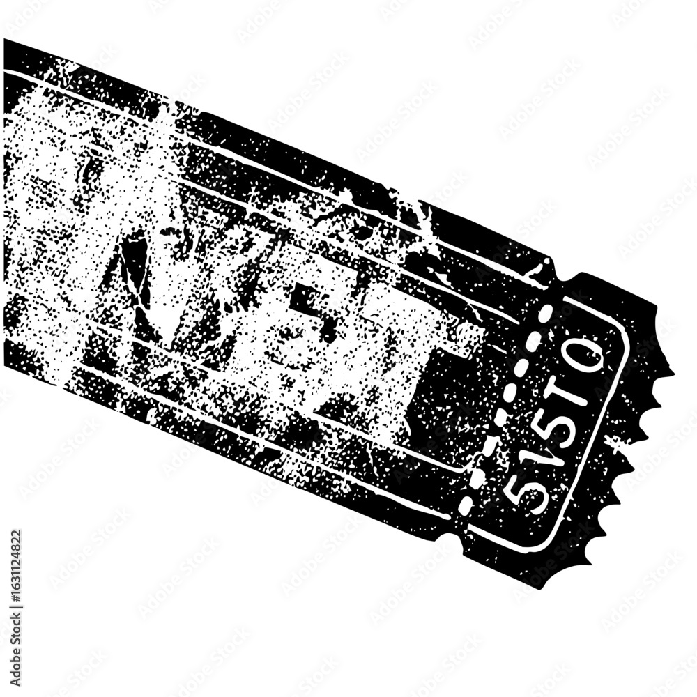 Aufkleber Vector Distressed ticket stub with numeric code .
