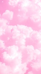 Pastel pink sky with fluffy clouds