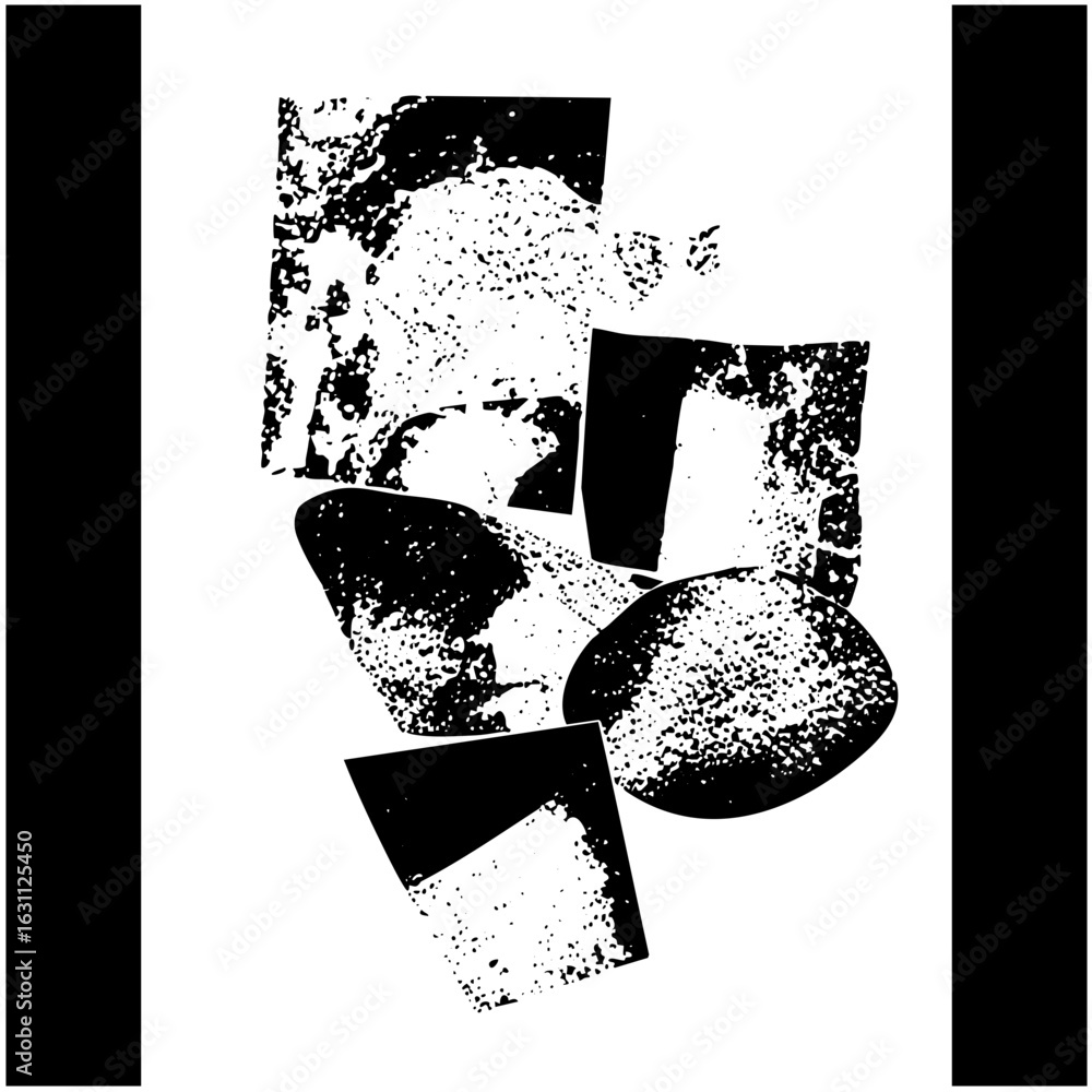 Poster Vector Abstract portrait composed of fragmented geometric shapes.