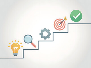 Steps to success idea research execution goal achievement completion