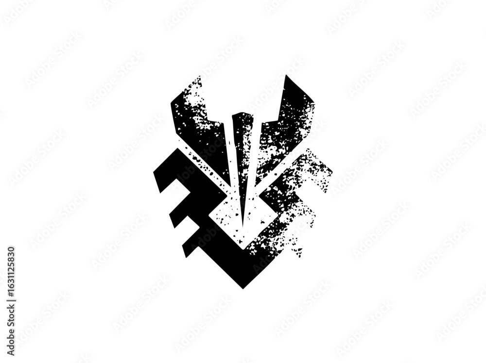 Poster vector abstract geometric emblem features fractured shapes and sharp angles.