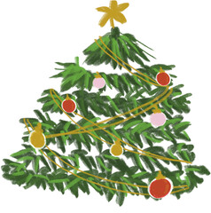 christmas tree with balls and decorations