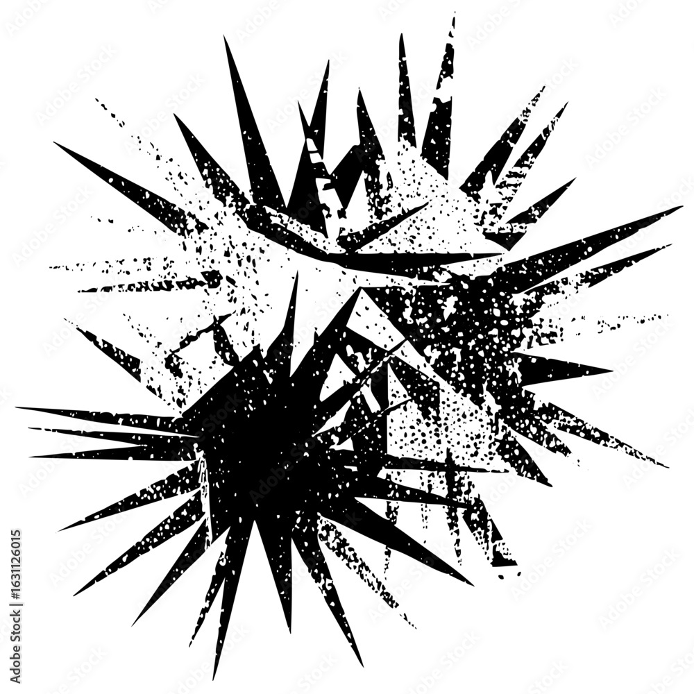 Poster vector dynamic burst shapes with distressed texture create an energetic explosion.
