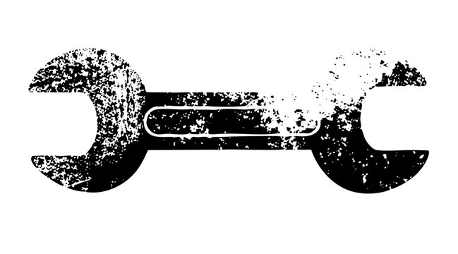 Vector Distressed wrench depicts tool maintenance and repair.