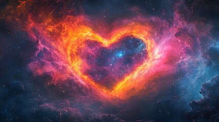 Fototapeta premium Celestial Affection: A Heart-Shaped Nebula Radiating Cosmic Love and Wonder