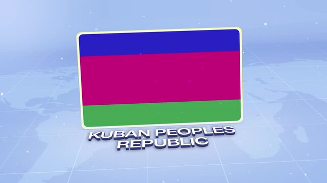 Kuban Peoples Republic National Flag Animated 3D Render with Futuristic Blue Background