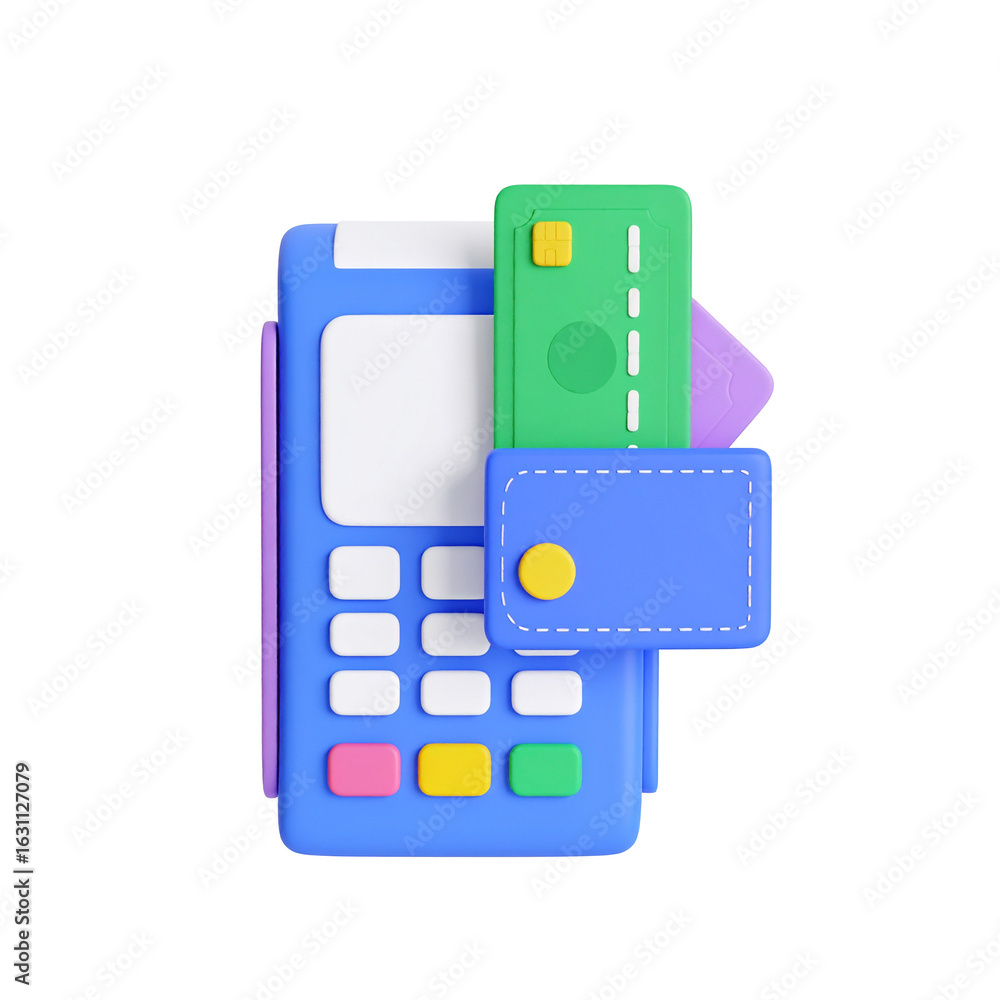 Poster pos terminal. card payment. background is black. 3d render, for online payment design elements