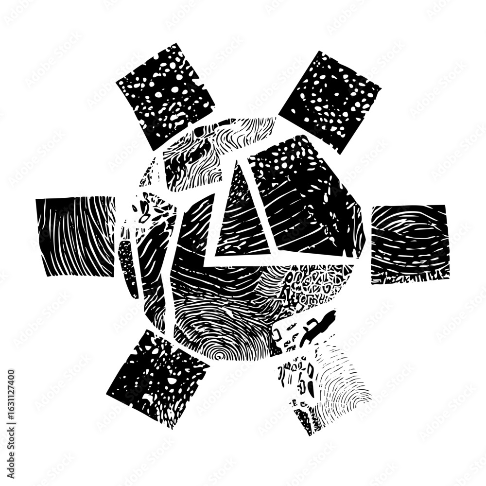 Aufkleber vector abstract robotic head with textured geometric shapes.