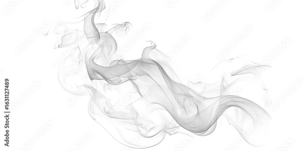 Poster a swirling gray smoke cloud against a black background creating an abstract and ethereal pattern