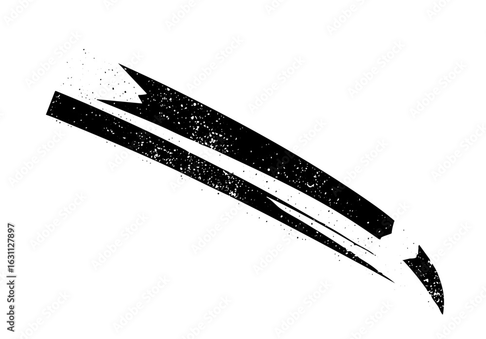 Poster vector dynamic arrow with distressed texture conveys forward motion.