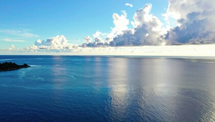 Fototapeta premium Calm weather on sea or ocean with clouds