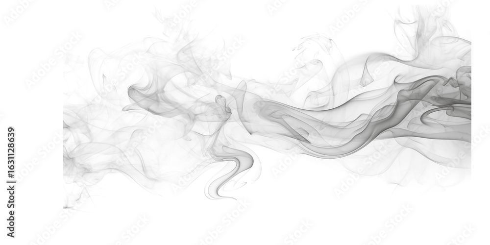 Poster a dark and smoky abstract shape with blurred edges against a black background in a horizontal layout