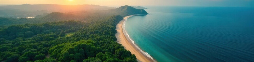 Aerial view showing land, river, forest fire and ocean , ocean, earth